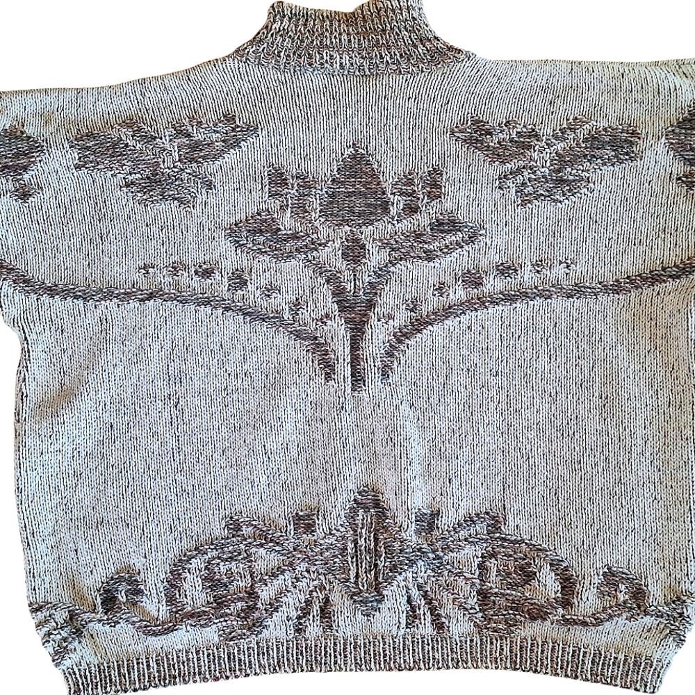 David Brett Vintage Floral Pattern Sweater Knitted Cotton Made in USA size Large